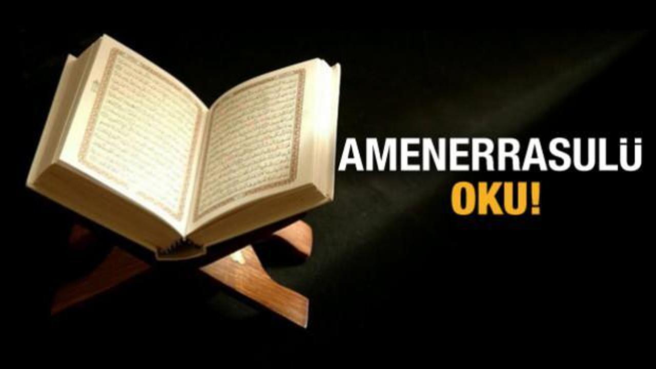 Amenerrasulü oku! Amenerrasulü Arapça-Türkçe (bilgisayar hatlı)