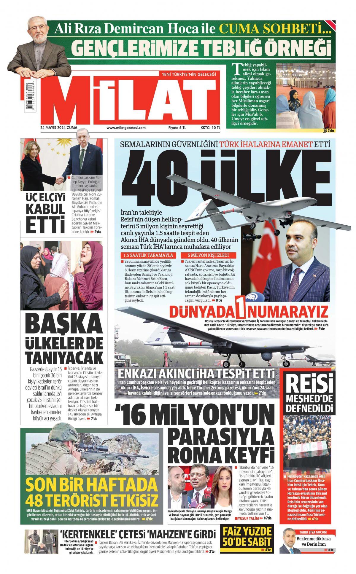 Milat Gazetesi İlk Sayfası