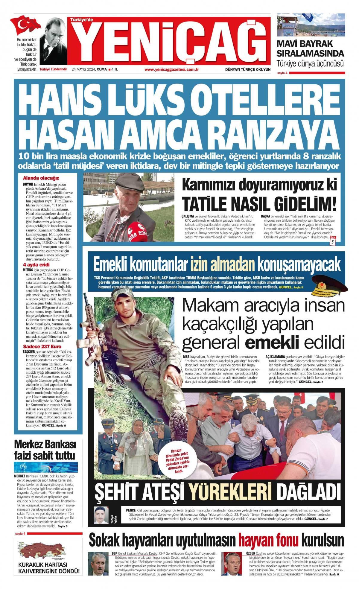 Yeni Çağ Gazetesi İlk Sayfası