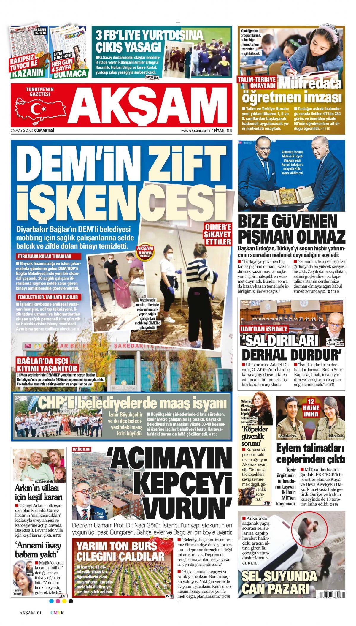 Akşam Gazetesi İlk Sayfası