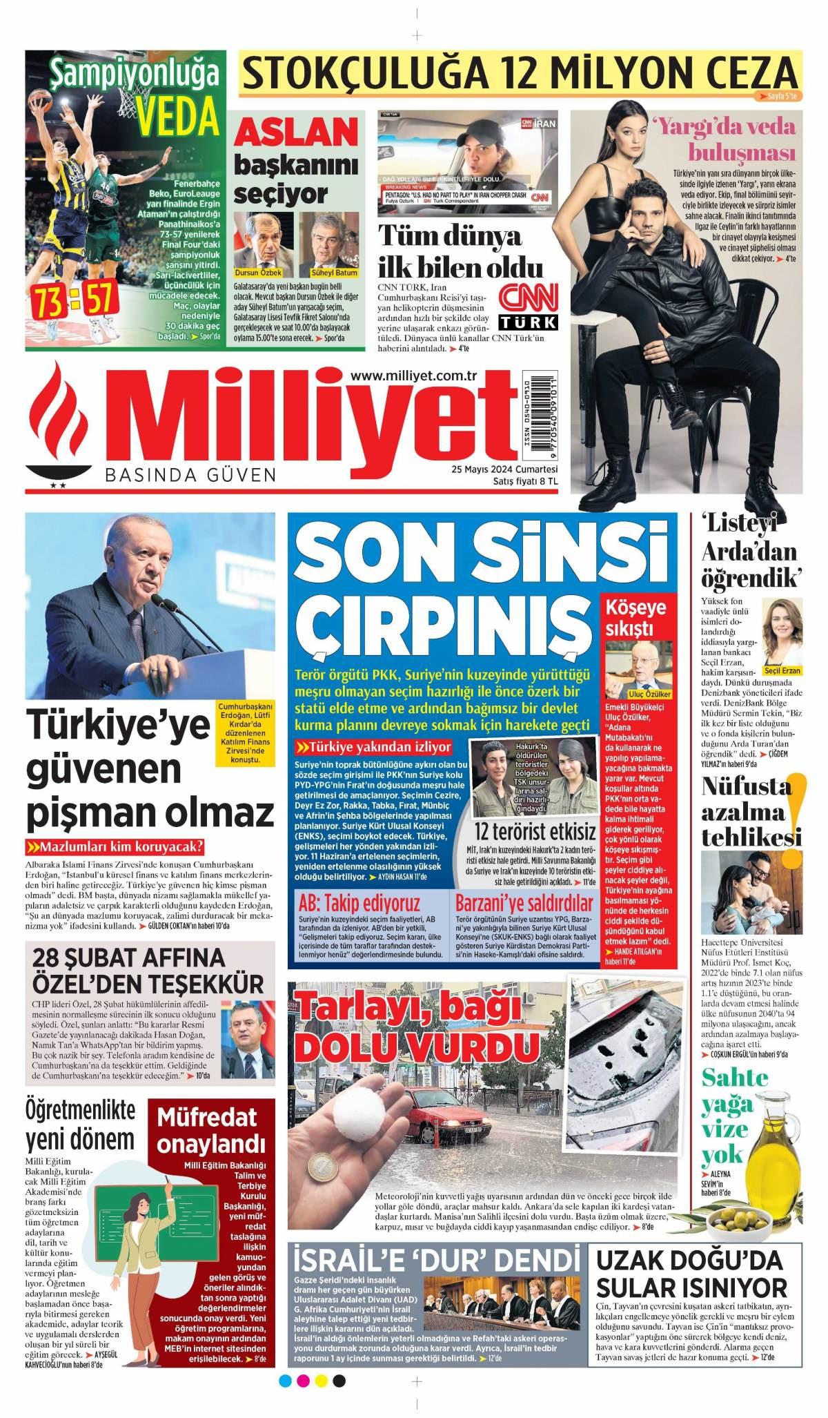 Milliyet Gazetesi İlk Sayfası