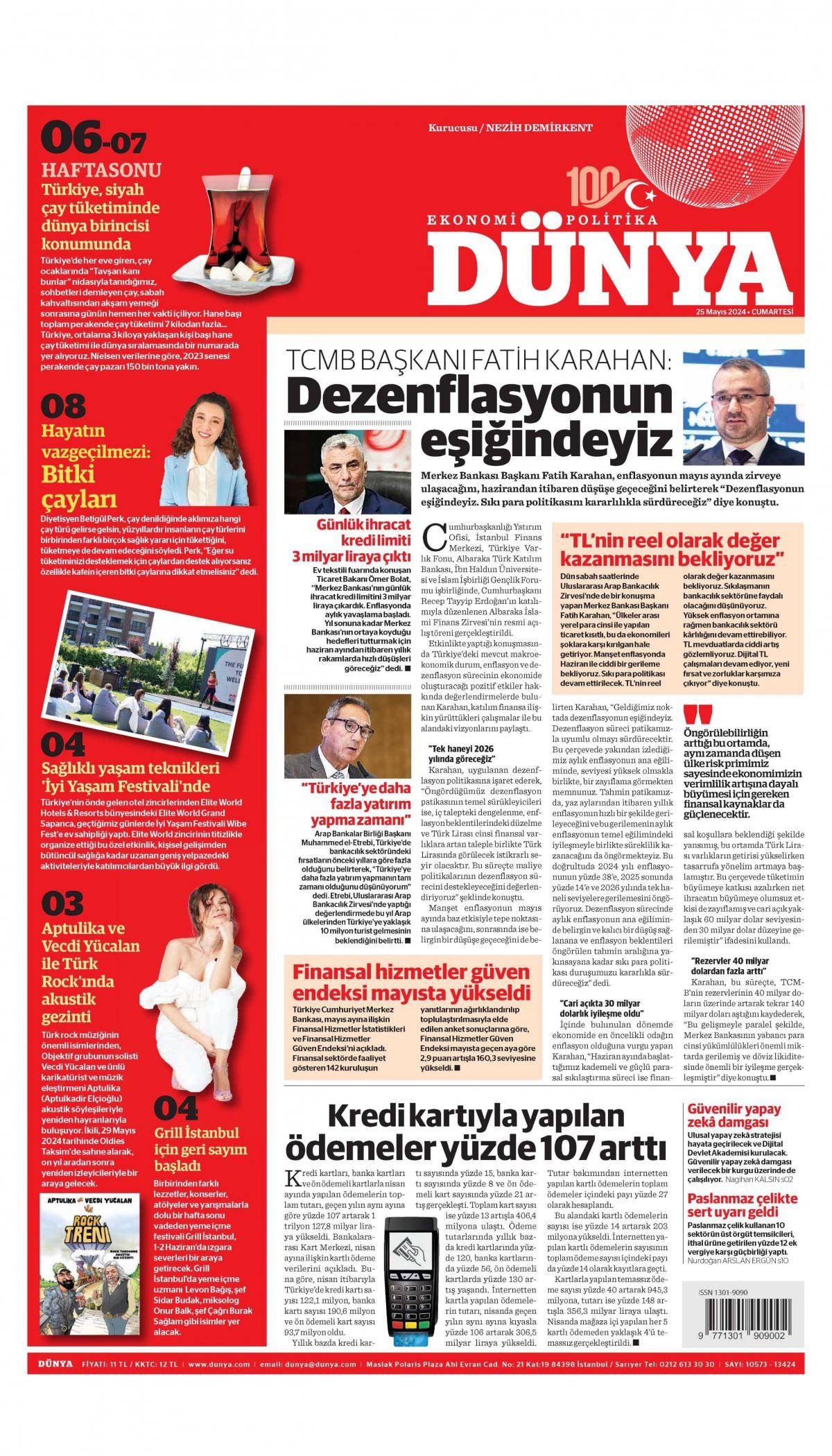 Dünya Gazetesi İlk Sayfası