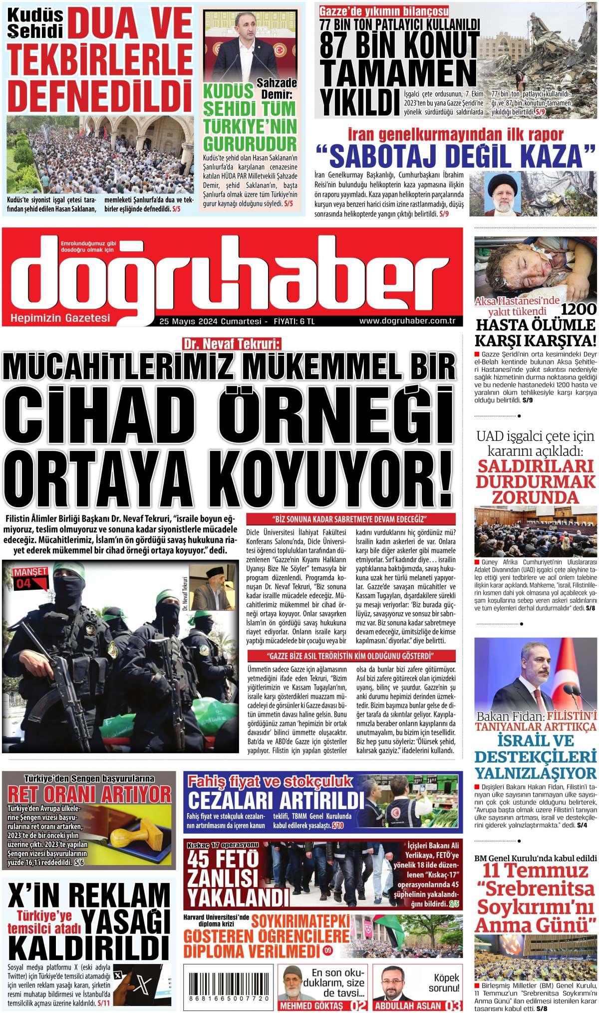 Doğru Haber Gazetesi İlk Sayfası