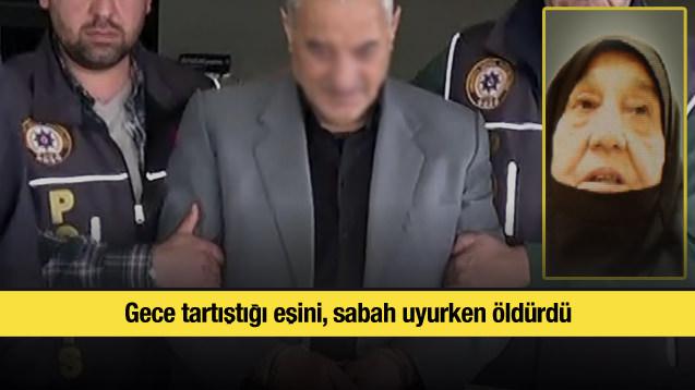 Gece tartıştığı eşini, sabah uyurken öldürdü